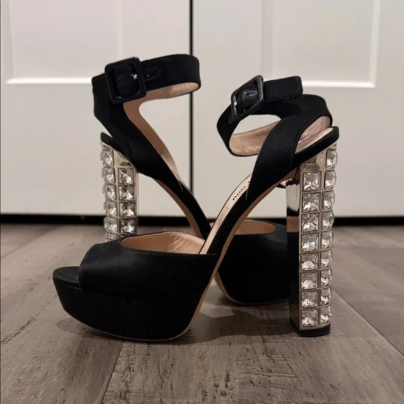 Miu Miu Black Heels with Crystal Embellishments - Picture 2 of 4
